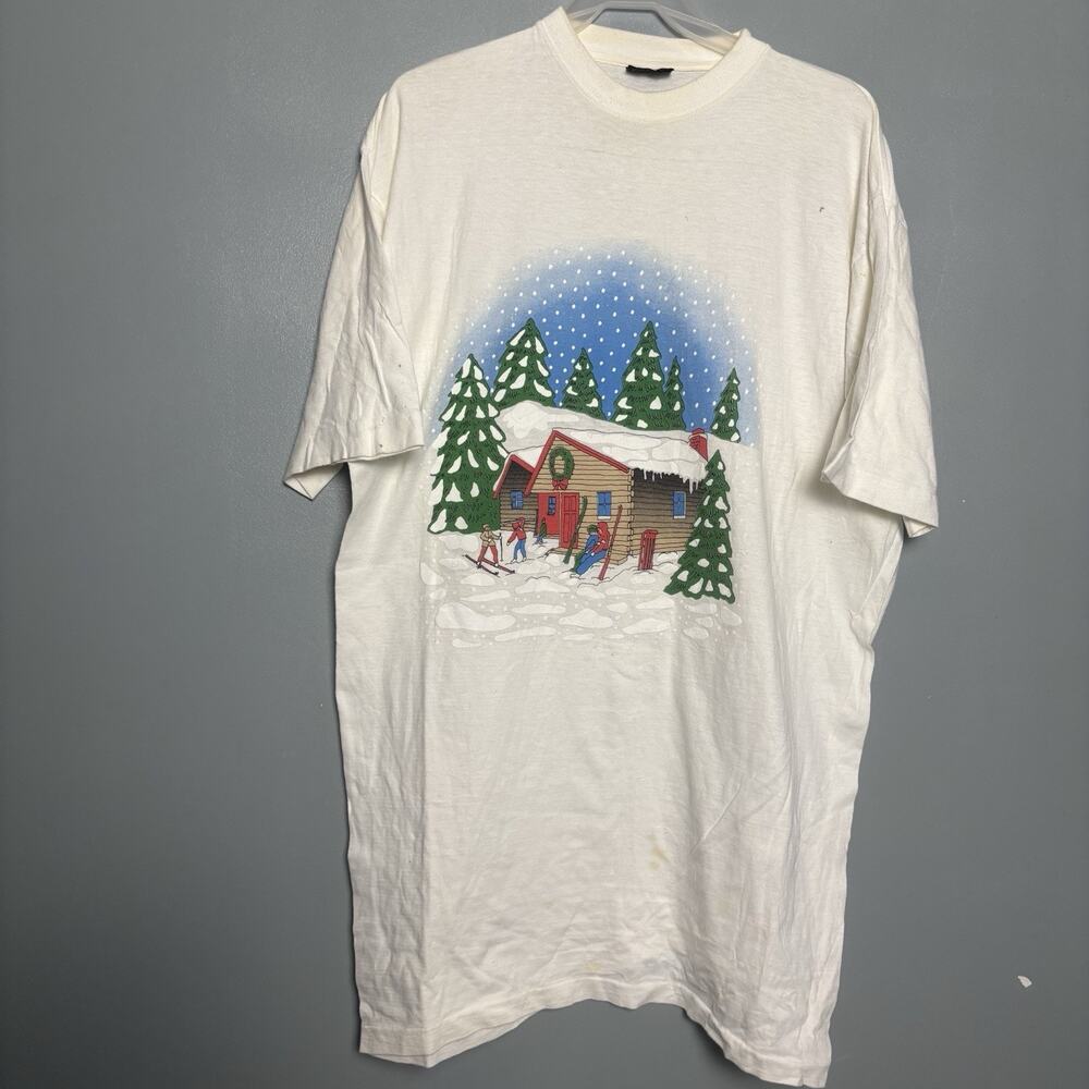 Vintage 90’s Ski Wonderland Resort Winter Long Shirt XXL Single Stitch Dress